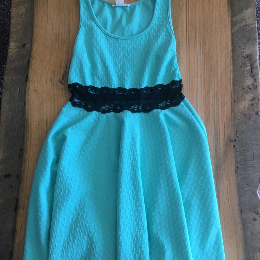 Mint Green Dress with Black Lace